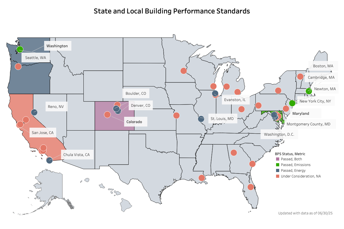 State and Local Building Performance Standards map