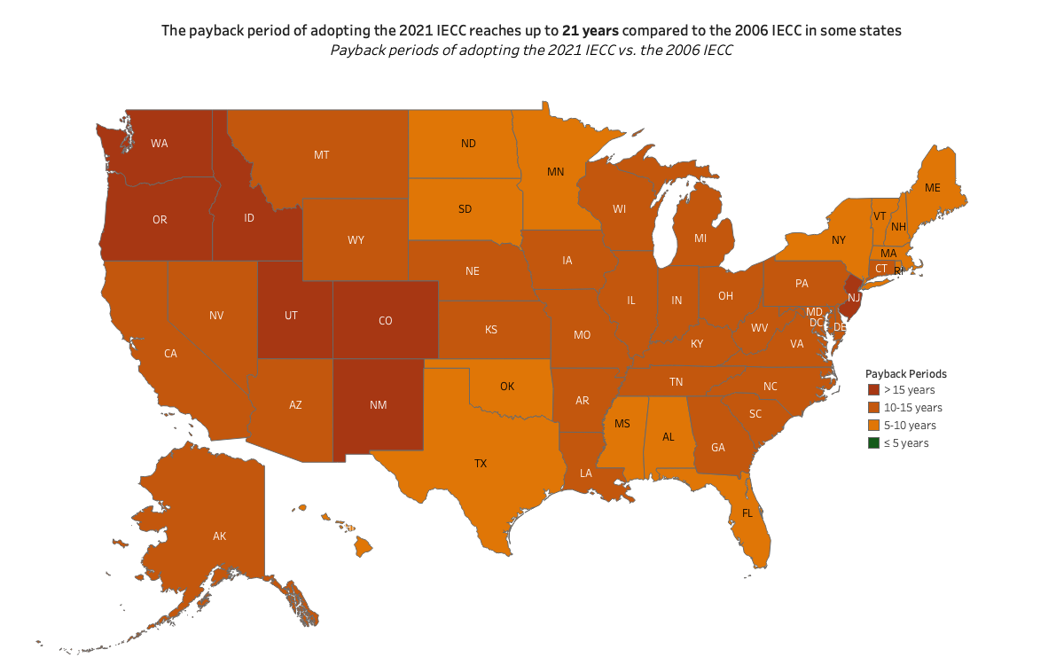 Energycodes Residential SF IECC 21 Costs and Paybacks Map